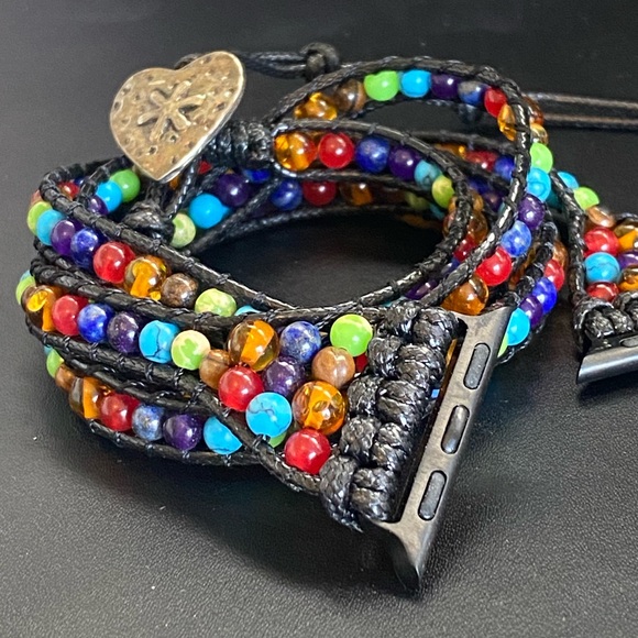 multi color beaded wrap band for Apple watch 41mm - Picture 2 of 7